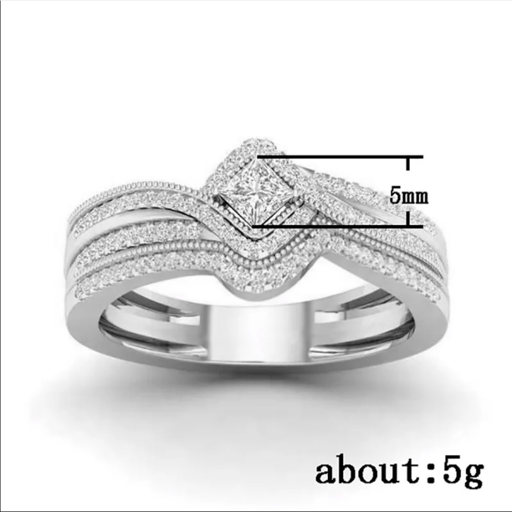 *NEW*925 Silver Diamond Engagement Bridal Ring - Picture 2 of 3